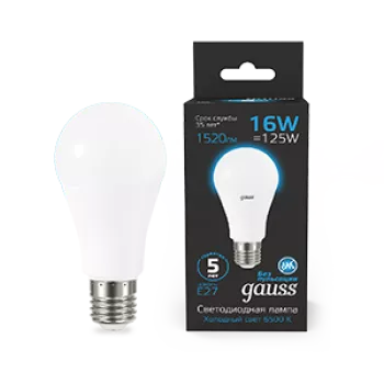 Лампа Gauss Black A60 16W 1520lm 6500K E27 LED 220V