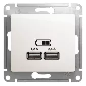 Зарядка USB типа A+С, 1х2400мА или 2х1200мА, перламутр, Systeme Electric, серия Glossa