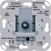 Диммер поворотный типа R 100-1000Вт, лампы накаливания и галогеновые 220В, 211GDE Jung
