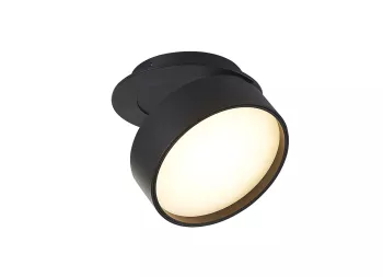 Donolux LED Bloom св-к встраиваемый поворотный, 18Вт, D120хH38мм, 1051Лм, 120°, 3000К, IP20, Ra >90 черный RAL9005,блок питания в комплекте