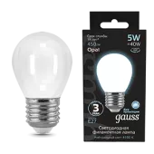 Лампа Gauss Black Filament Шар 5W 450lm 4100К Е27 milky LED 220V