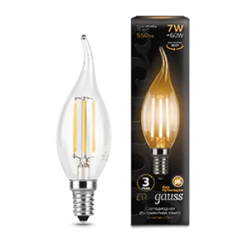 Лампа Gauss Black Filament Свеча на ветру 7W 550lm 2700К Е14 LED 220V