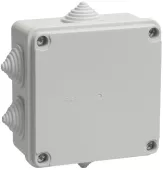 Коробка КМ41233 распаячная для о/п 100х100х50мм IP44 (RAL7035, 6 гермовводов) (упак.48шт.) ИЭК