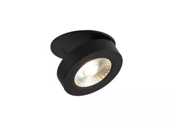 Donolux LED Sun св-к встраиваемый поворотный, 12Вт, D100хH67мм, 694Лм, 30°, 3000К, IP20, Ra >90 черный RAL9005,блок питания в комплекте