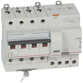 Автоматический выключатель дифференциального тока (АВДТ) Legrand DX3, 40A, 30mA, тип AC, кривая отключения C, 4 полюса, 6kA, электро-механического типа, ширина 7 модулей DIN