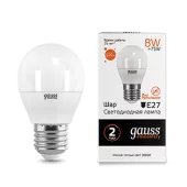 Лампа Gauss Elementary Шар 8W 520lm 3000K Е27 LED 220V